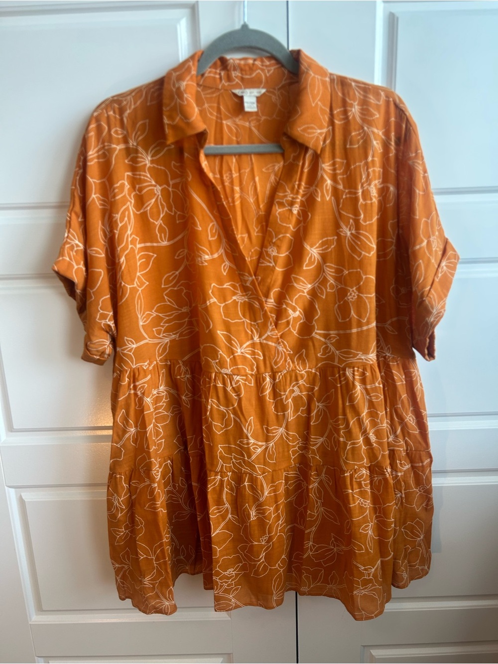 Cato Orange Floral Wrap-top Tiered Blouse - Picture 4 of 14